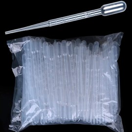 Plastic Dropper Pipettes, 0.07 fl oz (2 ml), 100 Pcs, Long, Graduated, Disposable, For Scientific Experiments, Free Research, Transparent Pipettes