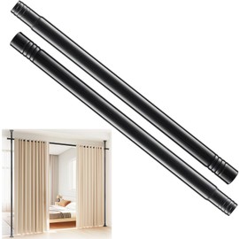 Extension Rods for Room Divider Curtain Rod,1'' Stainless Steel Rod, Floor to Ceiling Room Divider Extender, Black 14 inch