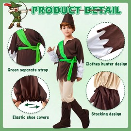Mckinu Robin Hood Costume Children: Hunter Fancy Dress Costumes Children Boys – Archer Outfit for Carnival Fancy Dress Carnival Theme Party Cosplay (XL)