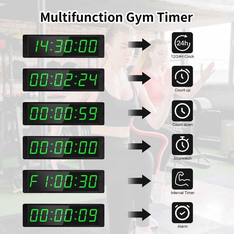 Gym Timer Portable Gym Clock with Start/Stop Button, Interval Timers