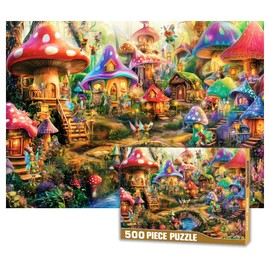 500 Pieces Jigsaw Puzzle for Adults Mushroom House Family Puzzle Game Funny Jigsaw Puzzle (Mushroom House, 500 Pieces)
