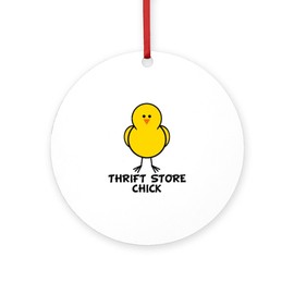 CafePress Thrift Store Chick Round 4" MDF Holiday Ornament