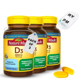 PrimeVits Vitamin D3 2000 IU (50 mcg), Dietary Supplement for Bone, Teeth, Muscle and Immune Health Support, 320 Softgels 320 Day Supply (Pack of 3)