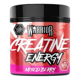 Warrior Creatine Monohydrate Powder + Energy 360g (80 Servings) – Micronised Creatine Powder Supplement + Vitamin B & Caffeine for Energy & Focus, Pre & Post Workout for Men & Women – Mixed Berry