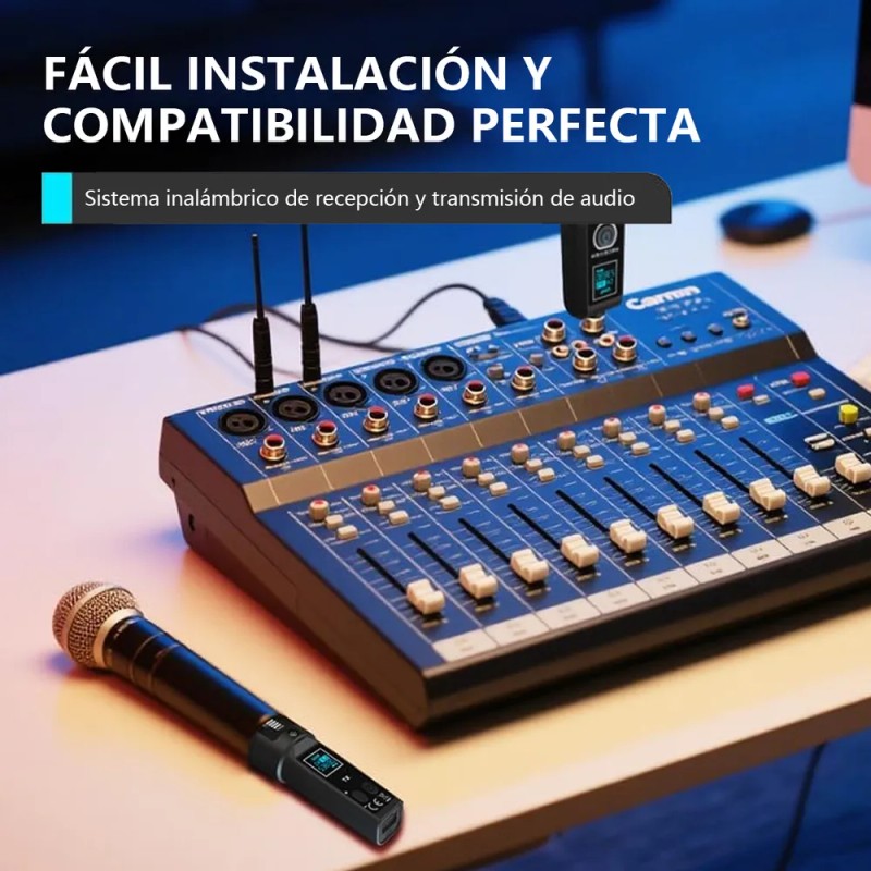Tecmiyo 3pzs System De Micrófono Inalámbrico, Xlr Transmisor Y Xlr