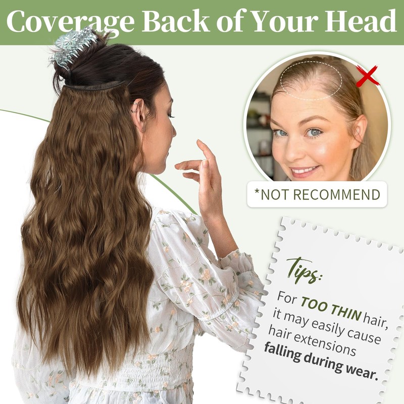 KooKaStyle Invisible Wire Hair Extensions with Transparent Wire Headband Adjustable