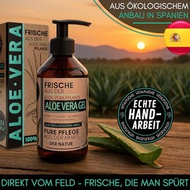 Vita.Fuchs Aloe Vera Gel 100% - 300 ml After Sun Care for Face & Body - Cooling Moisturising Gel for Sunburn - Moisturising Cream Vegan, No Alcohol & Perfume - For All Skin Types