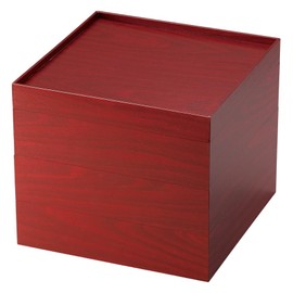 Yamako 22657 Paper Osechi Ply, Paper Heavy Box, Right Angle, 7 Size, 3 Tiers, Red, Approx. 8.4 x 8.4 x 7.2 inches (21.3 x 21.3 x 18.4 cm)