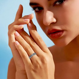 AmorArtSky 2025 Trendy Stackable Gold Checkered Rings for Women - Waterproof & Tarnish-Free Stainless Steel Jewelry (Sizes 6-10)