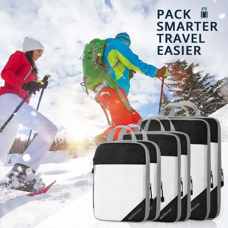 NICOSHOW 6 Set Compression Packing Cubes, Compressible Travel Packing Cubes