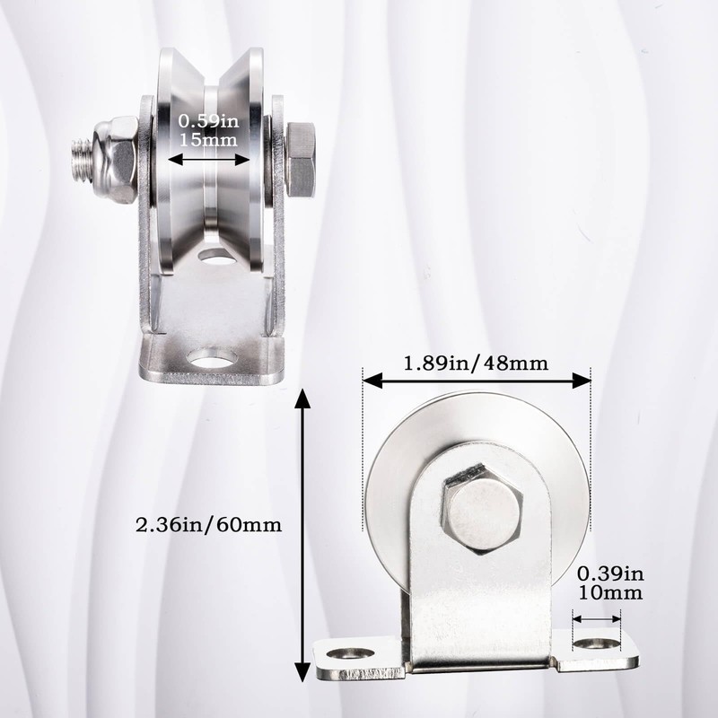 SHINICO Cable Pulley 48MM Wheel Wall Mount, Bearings Inside, Stainless