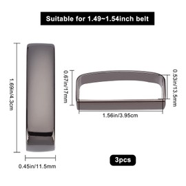 GORGECRAFT 3Pcs Belt Loop Keeper Backpack Strap Keepers Alloy Rectangle Holder Retainer Band for 38-39Mm Wide Belt Loops, Gunmetal