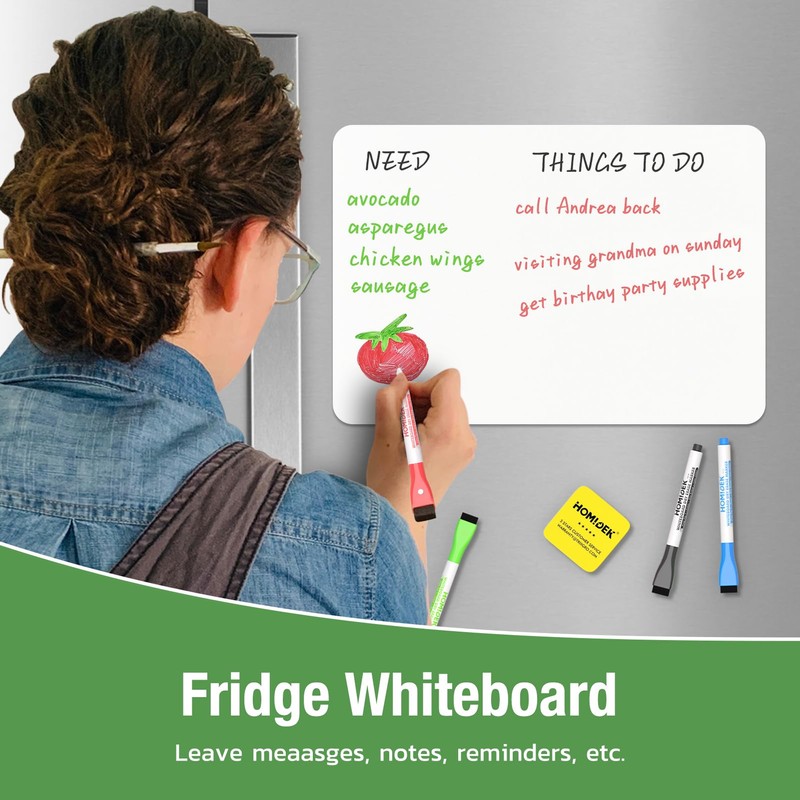 HOMiDEK Magnetic Dry Erase Board: Small Fridge Whiteboard, Flexible Refrigerator