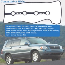 VS50530R for Scion TC XB Valve Cover Gasket Seal 2.4L Toyota Camry Corolla Highlander Matrix Rav4 Pontiac Vibe 2.0 2.4L 2AZFE 112130H010 11213-0H010 2001 2002 2003 2004 2005 2006 2007 2008 2009-12
