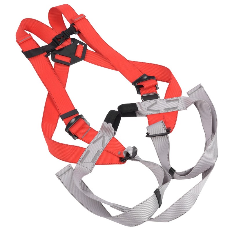 Red Gray Polyester Full Body Rock Climbing Harness Outdoor Protection