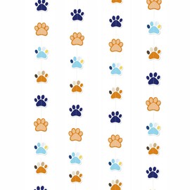 Dog Party Banner Decorations Paw Paper Garland Dog Birthday Paper Hanging Blue Orange Dog Paw Banners for Kids Let's Pawty Dog Pet Birthday Party Supplies