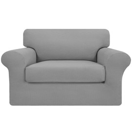 Easy-Going 2 Pieces Stretch Oversized Chair Couch Cover Sofa Cover for Dogs Sofa Slipcover for Separate Cushion Couch Jacquard Fabric Elastic Furniture Protector for Pets (Light Gray, Oversized Chair)
