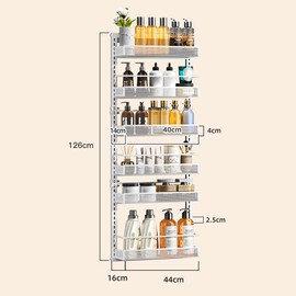 dainslef Adjustable Over The Door Organizer, 6-Tier Metal Hanging Door Organizer, Metal Hanging Spice Rack Shelves Door Wall Mounted Shelf for Pantry Laundry Organization and Storage