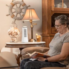 Comfort Zone Oscillating Desktop Tower Fan with Electronic Touch Switches, 12 inch, 2-Speed, Ultra Slim Design, & Convenient Carry Handle, Ideal for Home, Bedroom, Dorm or Office, MTRNF2302-BLK