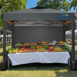10X10 Pop Up Canopy Tent with 3 Sidewalls,Easy Up Canopy,Commercial Instant Shelter,Heavy Duty One Person Set Up Event Tent,Grey