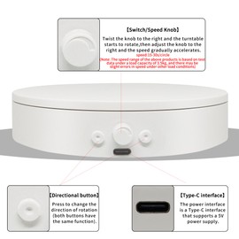 ComXim Rotating Display Stand Easy to Switch Direction, Adjustable Speed, Used for Product Display, Jewelry, Shoes Shooting and Display (4.53" white)