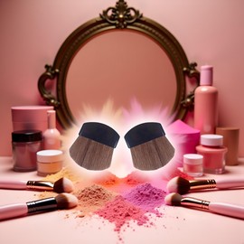 2 Pcs Mini Powder Blush Brush Set, Small Makeup Brush Facial Makeup Brush, Blush Brushes, Powder and Blush Brush Portable Soft Hair Beauty Tool, Makeup Brushes and Tools