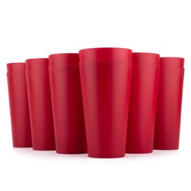 KX-WARE 32-ounce Plastic Tumblers Large Drinking Glasses, set of 12 Red