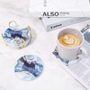Topdea Drink Coasters with Holder(Set of 6), Navy Blue Marble