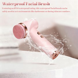 Electric Facial Cleansing Brush, Deep Cleansing & Exfoliating Face Brush with 4 Heads, Waterproof and Rechargeable for All Skin Types and Makeup Removal