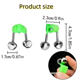 20 Pcs Fishing Rod Alarm Dual Alert Bells Green Silver Tone