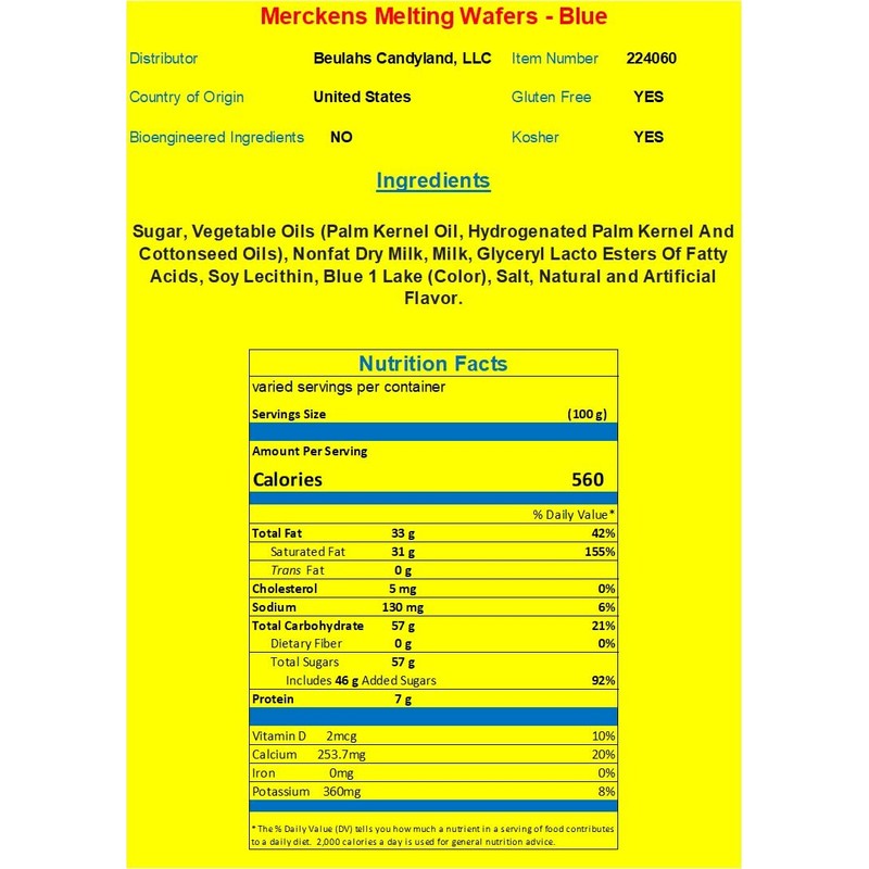 Merckens Coating Wafers Melting Wafers Blue 5 pounds