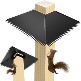 Metal Squirrel Baffle Shield for 4X4 Wooden Post, 17" Serrated Square Bird Feeder Guard Black Squirrels Proof Deflector Outdoor Squirrel Stopper Baffle to Keep Squirrels Off Bird Feeder Pole