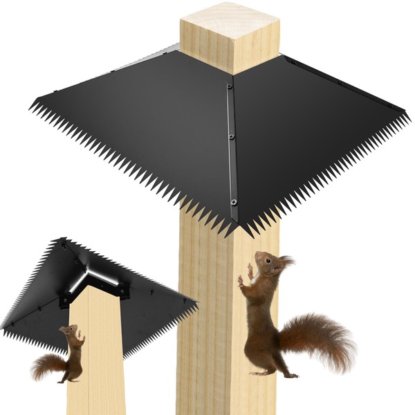 Metal Squirrel Baffle Shield for 4X4 Wooden Post, 17" Serrated