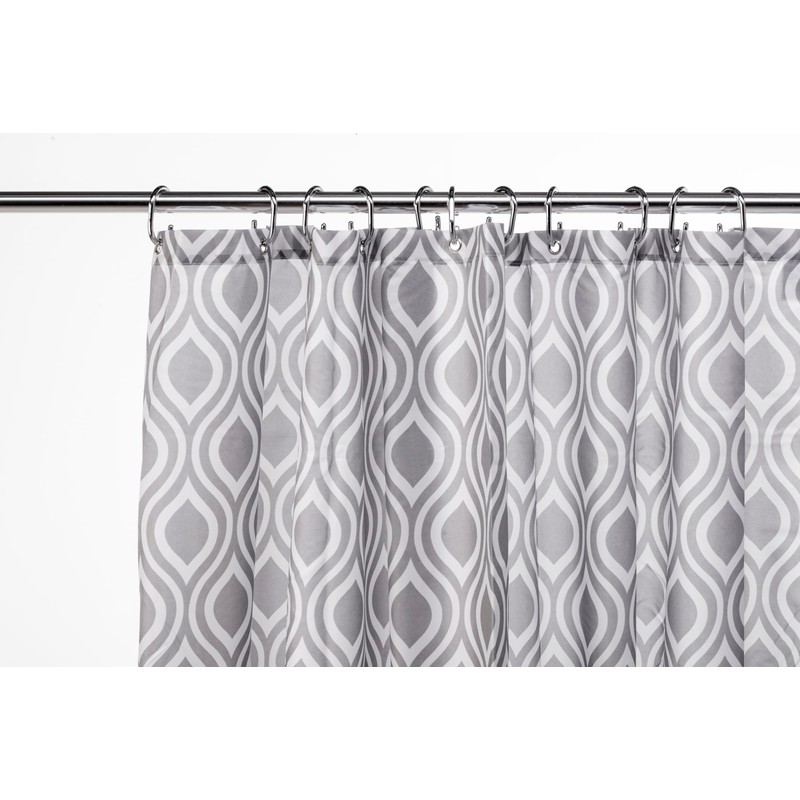 Croydex Grey Medallion Textile Shower Curtain with Hygiene 'N' Clean