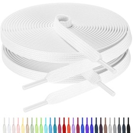 AWANGLOU 2 Pairs Flat Shoe Laces for Sneakers, 5/16" Wide Shoelaces for Sneakers in 27 Colors, Multiple Lengths for People