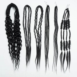 FASHION IDOL MIX crochet hair includes box braids curly hair twist butterfly braids and locs with straight hair ends 24 Inches combining multiple hairstyles together