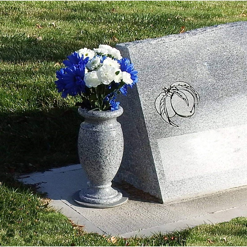 OPTIMUM Memorial Cemetery Flower Vase - Plastic (Light Grey Granite)