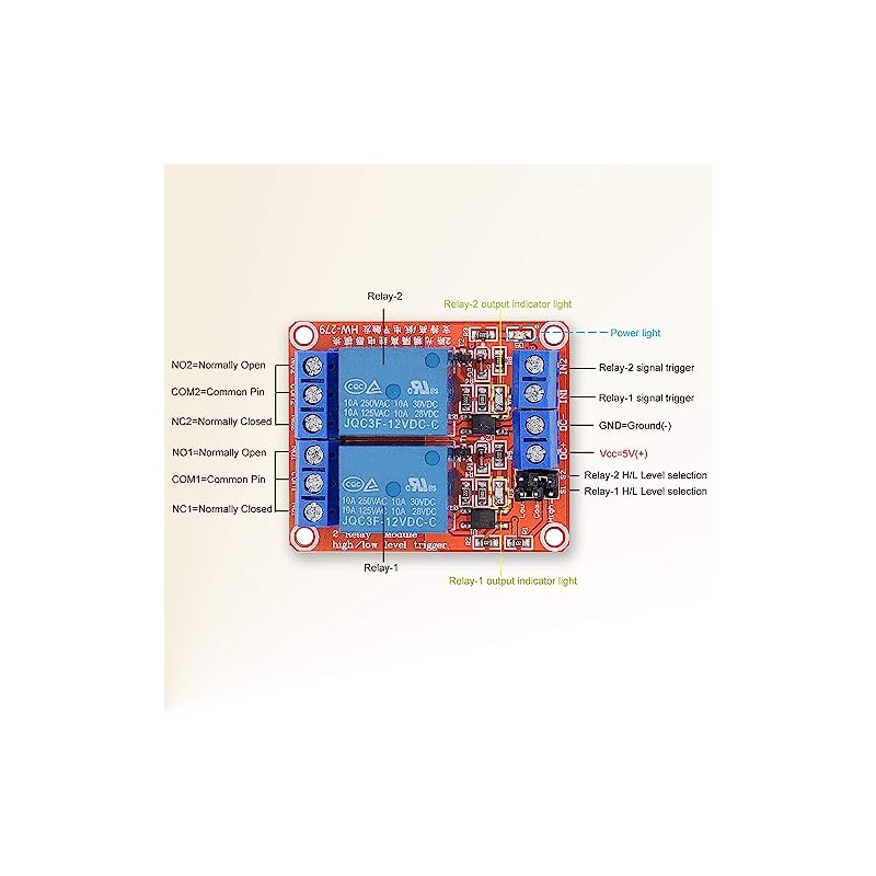 DC 12V Relay Module 2-Channel Relay Switch with Optocoupler Isolation