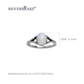 Silvershake 8X6mm Natural Oval Shape Moonstone 925 Sterling Silver Solitaire Ring Size 6
