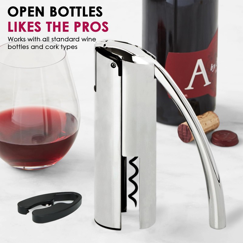 KAYCROWN Wine Opener, Stainless Steel Vertical Lever Corkscrew with Foil