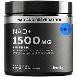 Toniiq Suplemento NAD+ 1500mg - Suplemento NAD de Ultra Alta Potencia con Ingredientes Clínicamente Estudiados con RiaGev-WS™ Patentado, Resveratrol y