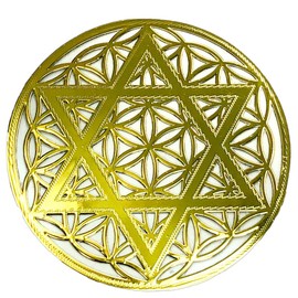 RELIGHT Flower of Life Hexagram Sticker Sticker Set Metal, Sacred Geometry, Orgonite, Decorative Material, Gold, 0.9 inches (2.4 cm), Set of 4