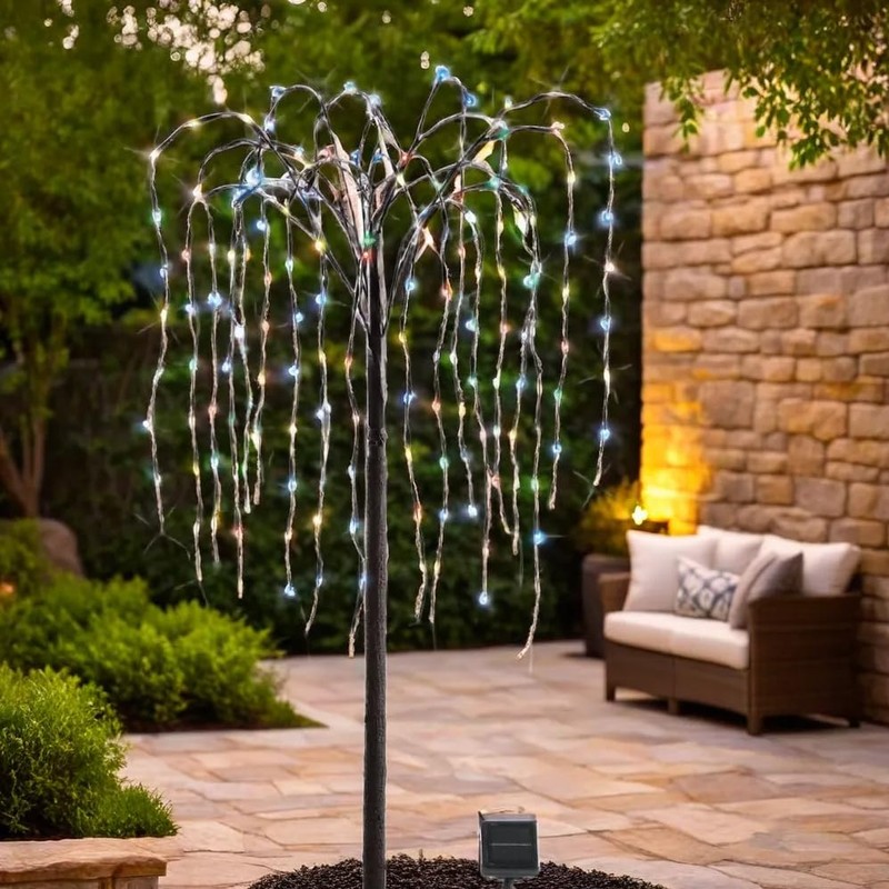 Collections Etc. LED Solar Willow Tree, Outdoor Solar Tree with