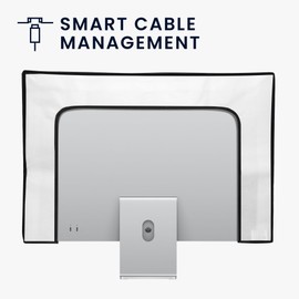 kwmobile Dust Cover for 31-32" monitor - Linen Monitor Protector with Design - Starry Night Lake White/Light Brown/Dark Blue