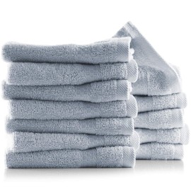 Hearth & Harbor Washcloths 12 Pack - 100% Cotton Washcloth for body and face, High Absorbent and Soft 13"x13" Body Wash Cloth, Quick Dry - Ice Blue Washcloths