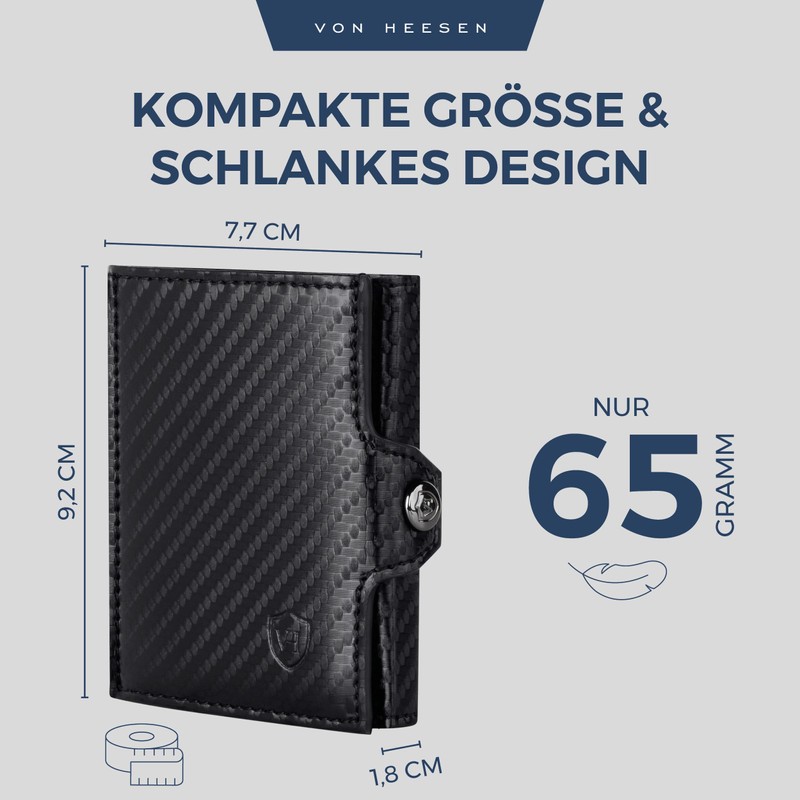 VON HEESEN Credit Card Holder Credit Card Holder, Black carbon,