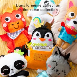 Avenue Mandarine KC165C Little Couz'in Box with a Felt Figure for Sewing 21.5 cm, Thread and Needle, Richard the Lion - Comforter for Sewing for Children