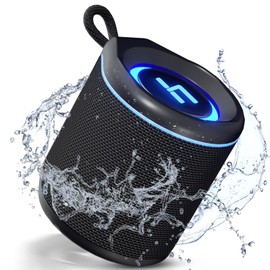 HEYSONG Portable Bluetooth Speaker with HD Sound, Small Waterproof Shower Speaker with Microphone, RGB Lights, Pairing for Beach, Travel, Camping, Office, Home and Outdoor, Black