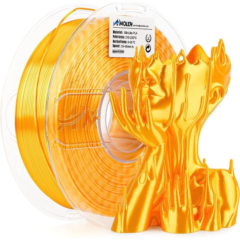 Amolen PLA Silk Basic 3D Printing Filament, 1.75mm:_Silk Cucumber Green_US