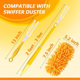 Yicotira Reusable Duster Refill Compatible with Swiffer Duster Kit - Pet Heavy Duty Duster Refills Fit for Swiffer Extended Handle Duster - Microfiber 360 Duster Refills for Dusting Cleaning, 4 Pack